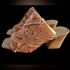 Donald Pliner Wynne Sequin Ornamented Slide Sandals- Peony- 6.5. MSRP $298.
